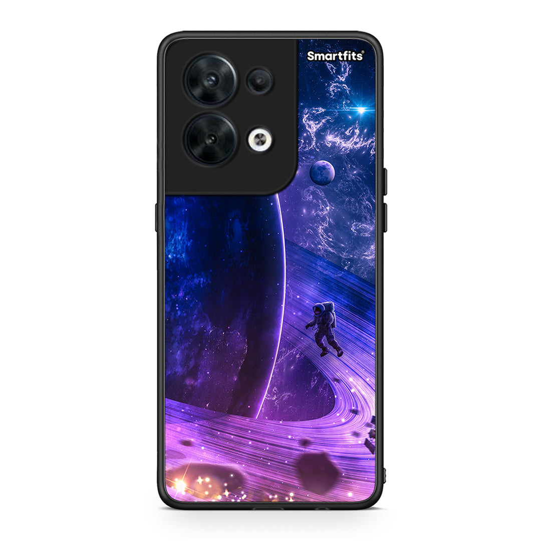 Θήκη Oppo Reno8 5G Lost Astronaut από τη Smartfits με σχέδιο στο πίσω μέρος και μαύρο περίβλημα | Oppo Reno8 5G Lost Astronaut Case with Colorful Back and Black Bezels