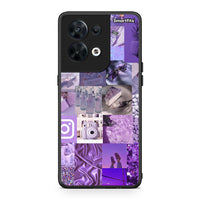 Thumbnail for Θήκη Oppo Reno8 5G Purple Aesthetic Collage από τη Smartfits με σχέδιο στο πίσω μέρος και μαύρο περίβλημα | Oppo Reno8 5G Purple Aesthetic Collage Case with Colorful Back and Black Bezels