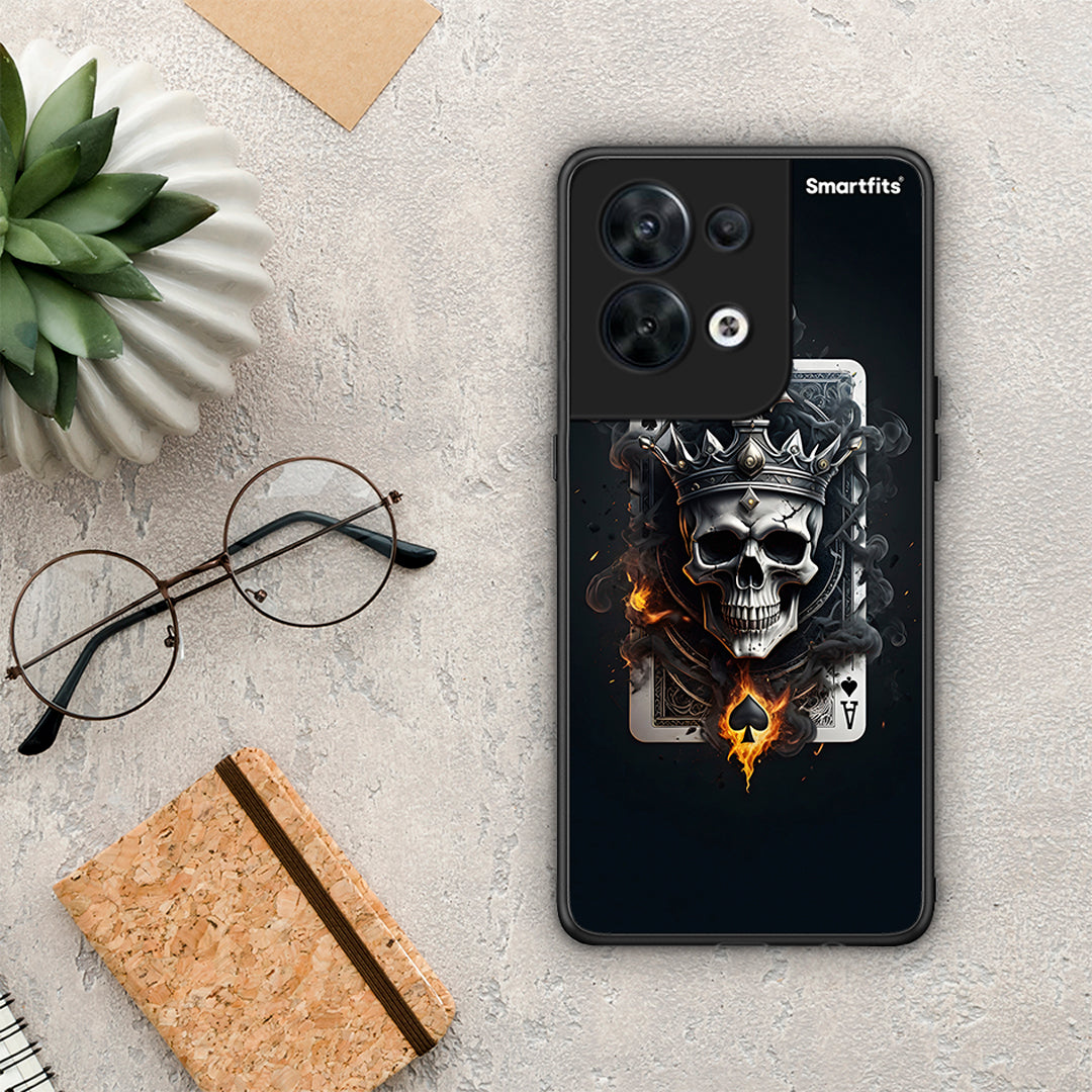 Θήκη Oppo Reno8 5G Skull King Ace από τη Smartfits με σχέδιο στο πίσω μέρος και μαύρο περίβλημα | Oppo Reno8 5G Skull King Ace Case with Colorful Back and Black Bezels