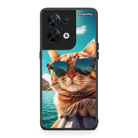 Thumbnail for Θήκη Oppo Reno8 5G Summer Cat από τη Smartfits με σχέδιο στο πίσω μέρος και μαύρο περίβλημα | Oppo Reno8 5G Summer Cat Case with Colorful Back and Black Bezels