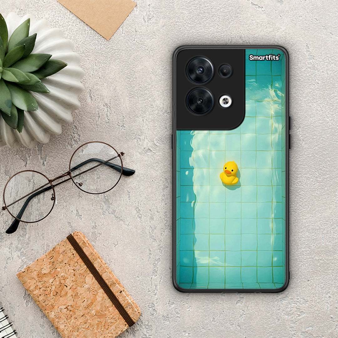 Θήκη Oppo Reno8 5G Yellow Duck από τη Smartfits με σχέδιο στο πίσω μέρος και μαύρο περίβλημα | Oppo Reno8 5G Yellow Duck Case with Colorful Back and Black Bezels