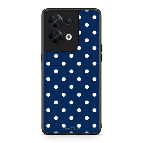 Θήκη Oppo Reno8 5G White Small Polka Dots on Navy από τη Smartfits με σχέδιο στο πίσω μέρος και μαύρο περίβλημα | Oppo Reno8 5G White Small Polka Dots on Navy case with colorful back and black bezels