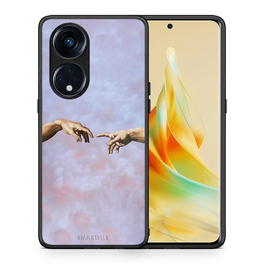 Θήκη Oppo A98 Adam Hand από τη Smartfits με σχέδιο στο πίσω μέρος και μαύρο περίβλημα | Oppo A98 Adam Hand Case with Colorful Back and Black Bezels