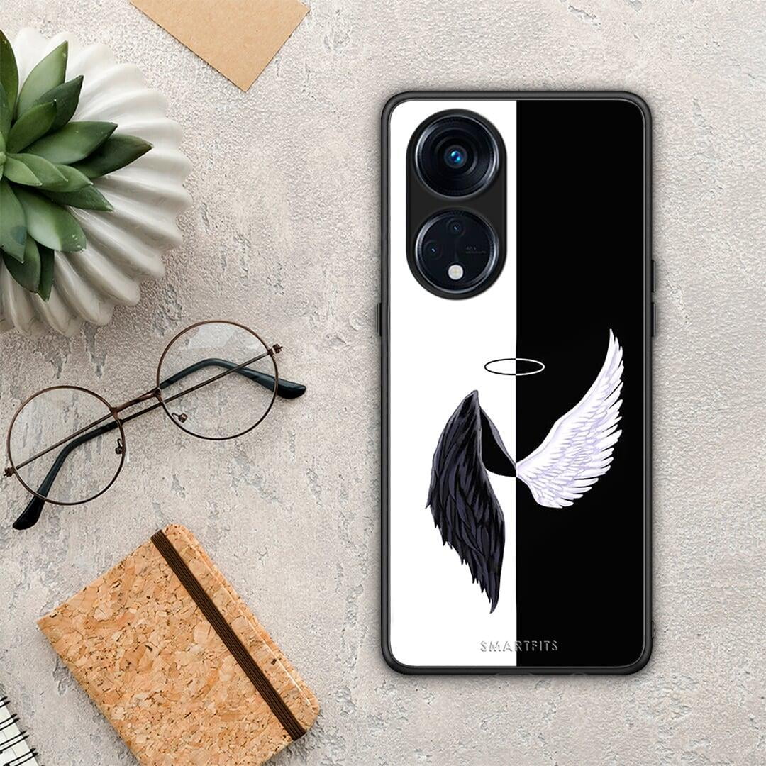 Θήκη Oppo A98 Angels Demons από τη Smartfits με σχέδιο στο πίσω μέρος και μαύρο περίβλημα | Oppo A98 Angels Demons Case with Colorful Back and Black Bezels