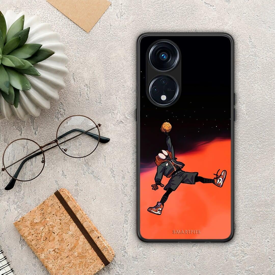 Θήκη Oppo A98 Basketball Hero από τη Smartfits με σχέδιο στο πίσω μέρος και μαύρο περίβλημα | Oppo A98 Basketball Hero Case with Colorful Back and Black Bezels