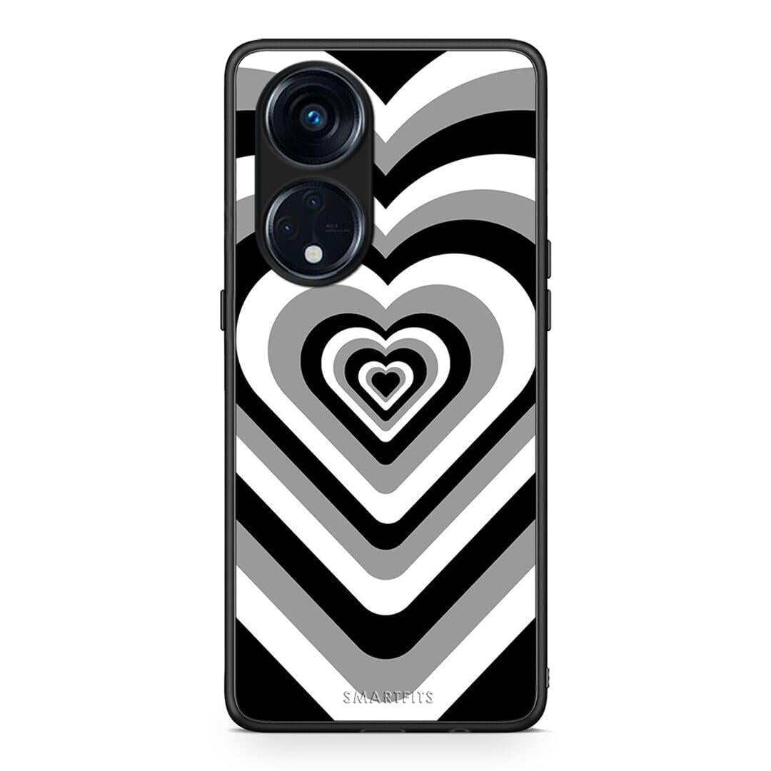 Θήκη Oppo A98 Black Hearts από τη Smartfits με σχέδιο στο πίσω μέρος και μαύρο περίβλημα | Oppo A98 Black Hearts Case with Colorful Back and Black Bezels
