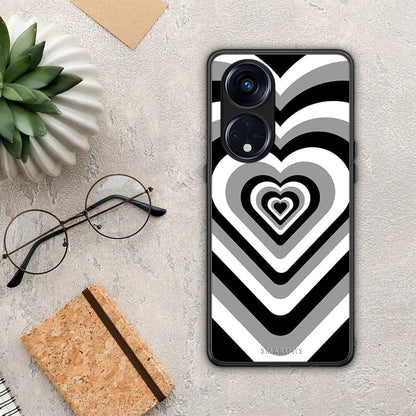 Θήκη Oppo A98 Black Hearts από τη Smartfits με σχέδιο στο πίσω μέρος και μαύρο περίβλημα | Oppo A98 Black Hearts Case with Colorful Back and Black Bezels