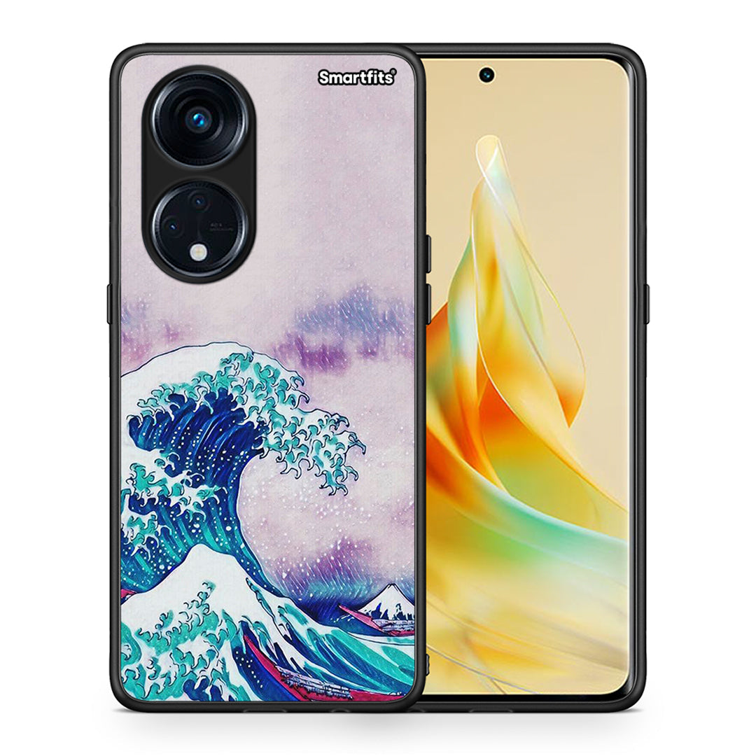 Θήκη Oppo A98 Blue Waves από τη Smartfits με σχέδιο στο πίσω μέρος και μαύρο περίβλημα | Oppo A98 Blue Waves Case with Colorful Back and Black Bezels