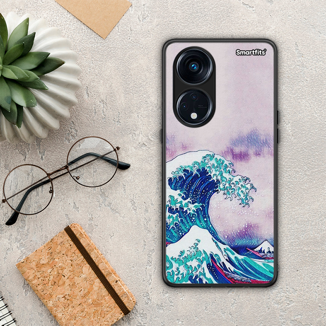 Θήκη Oppo Reno8T 5G / A1 Pro Blue Waves από τη Smartfits με σχέδιο στο πίσω μέρος και μαύρο περίβλημα | Oppo Reno8T 5G / A1 Pro Blue Waves Case with Colorful Back and Black Bezels
