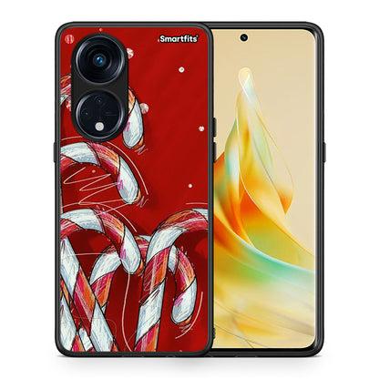 Θήκη Oppo A98 Candy Cane από τη Smartfits με σχέδιο στο πίσω μέρος και μαύρο περίβλημα | Oppo A98 Candy Cane Case with Colorful Back and Black Bezels