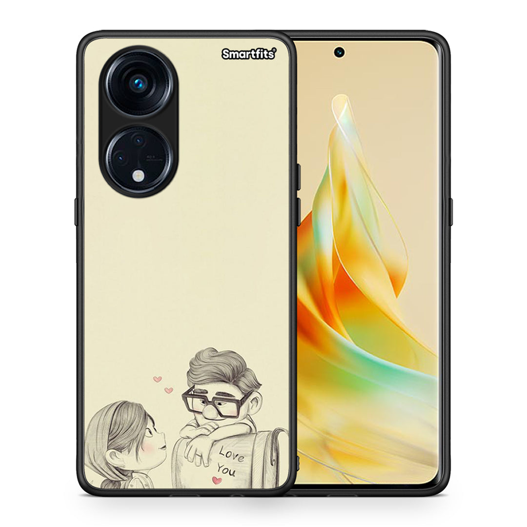 Θήκη Oppo A98 Carl And Ellie από τη Smartfits με σχέδιο στο πίσω μέρος και μαύρο περίβλημα | Oppo A98 Carl And Ellie Case with Colorful Back and Black Bezels