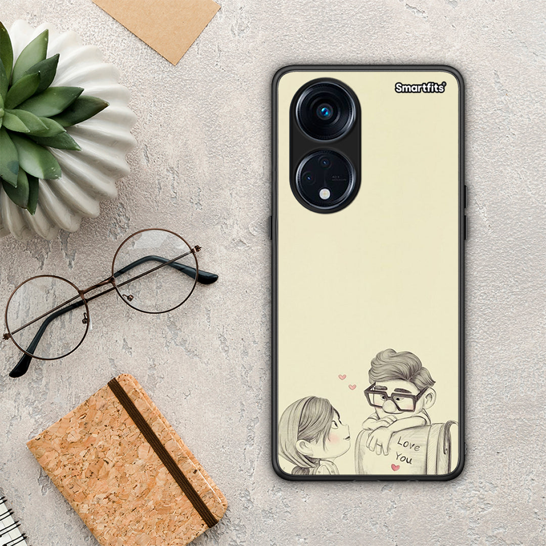 Θήκη Oppo A98 Carl And Ellie από τη Smartfits με σχέδιο στο πίσω μέρος και μαύρο περίβλημα | Oppo A98 Carl And Ellie Case with Colorful Back and Black Bezels