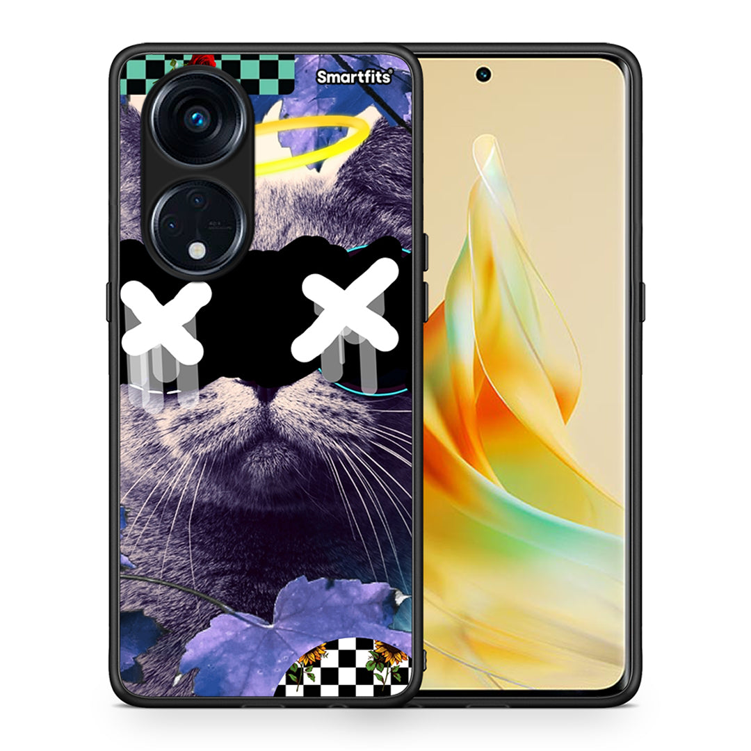 Θήκη Oppo A98 Cat Collage από τη Smartfits με σχέδιο στο πίσω μέρος και μαύρο περίβλημα | Oppo A98 Cat Collage Case with Colorful Back and Black Bezels