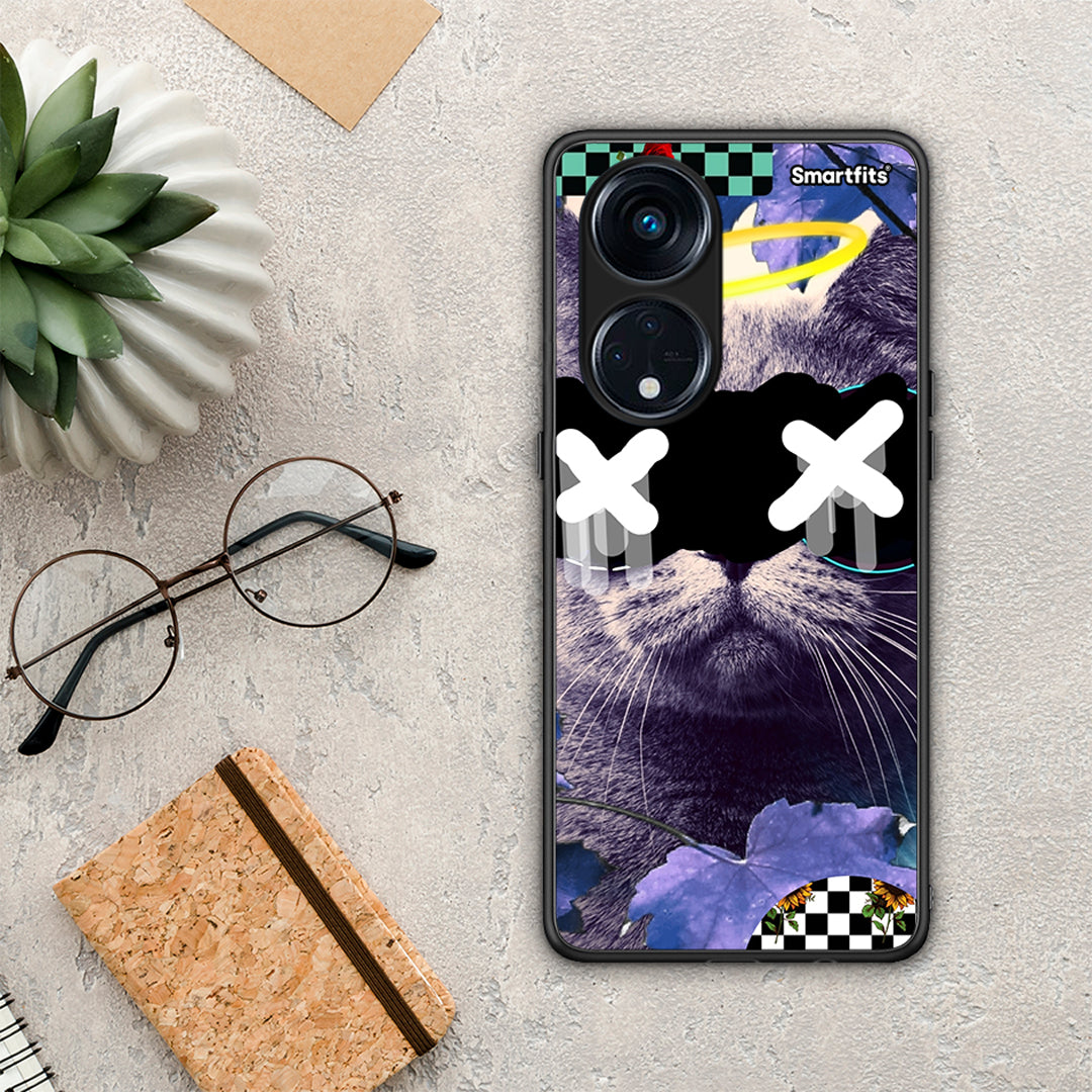 Θήκη Oppo A98 Cat Collage από τη Smartfits με σχέδιο στο πίσω μέρος και μαύρο περίβλημα | Oppo A98 Cat Collage Case with Colorful Back and Black Bezels