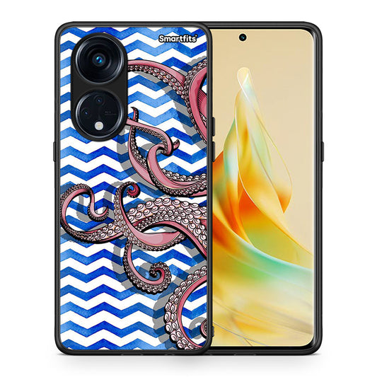 Θήκη Oppo A98 Chevron Devilfish από τη Smartfits με σχέδιο στο πίσω μέρος και μαύρο περίβλημα | Oppo A98 Chevron Devilfish Case with Colorful Back and Black Bezels