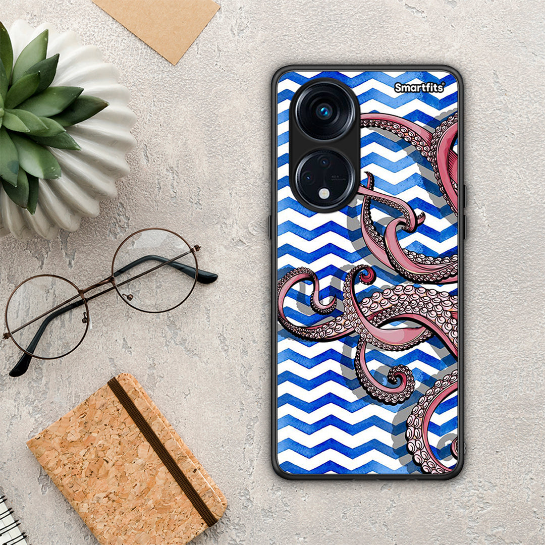 Θήκη Oppo Reno8T 5G / A1 Pro Chevron Devilfish από τη Smartfits με σχέδιο στο πίσω μέρος και μαύρο περίβλημα | Oppo Reno8T 5G / A1 Pro Chevron Devilfish Case with Colorful Back and Black Bezels