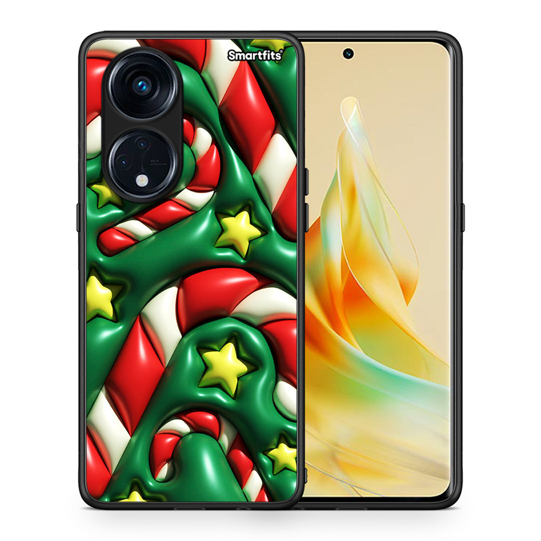 Θήκη Oppo A98 Christmas Bubbles από τη Smartfits με σχέδιο στο πίσω μέρος και μαύρο περίβλημα | Oppo A98 Christmas Bubbles Case with Colorful Back and Black Bezels