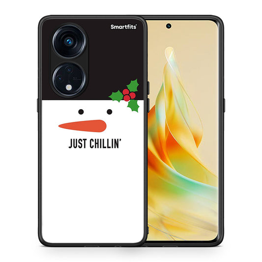 Θήκη Oppo A98 Christmas Chillin από τη Smartfits με σχέδιο στο πίσω μέρος και μαύρο περίβλημα | Oppo A98 Christmas Chillin Case with Colorful Back and Black Bezels