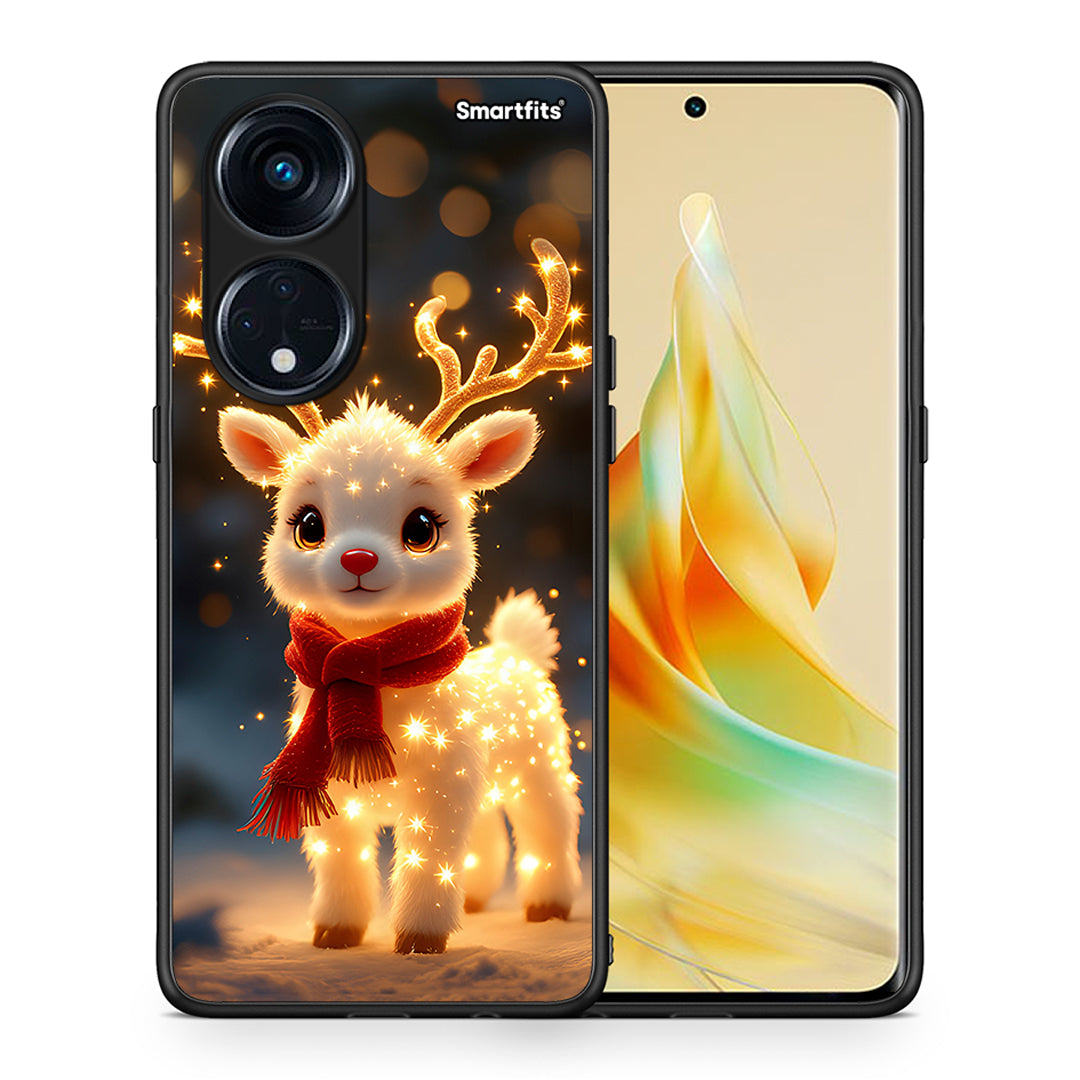 Θήκη Oppo A98 Christmas Cutie από τη Smartfits με σχέδιο στο πίσω μέρος και μαύρο περίβλημα | Oppo A98 Christmas Cutie Case with Colorful Back and Black Bezels