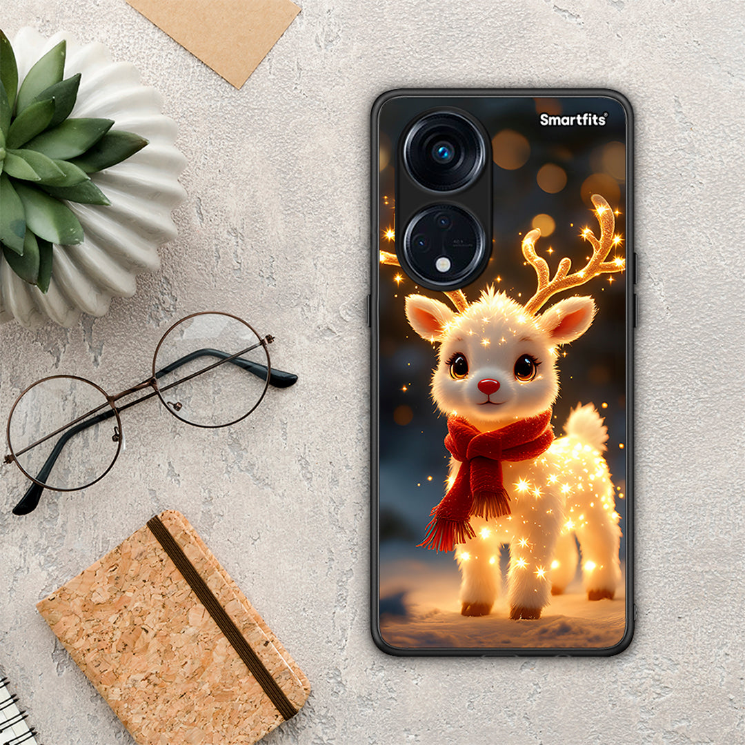 Θήκη Oppo A98 Christmas Cutie από τη Smartfits με σχέδιο στο πίσω μέρος και μαύρο περίβλημα | Oppo A98 Christmas Cutie Case with Colorful Back and Black Bezels