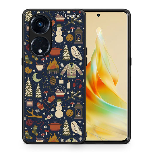 Θήκη Oppo A98 Christmas Elements από τη Smartfits με σχέδιο στο πίσω μέρος και μαύρο περίβλημα | Oppo A98 Christmas Elements Case with Colorful Back and Black Bezels