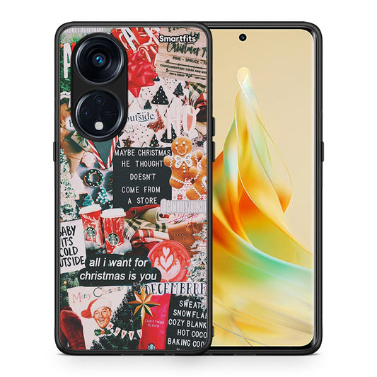 Θήκη Oppo A98 Christmas Happiness από τη Smartfits με σχέδιο στο πίσω μέρος και μαύρο περίβλημα | Oppo A98 Christmas Happiness Case with Colorful Back and Black Bezels