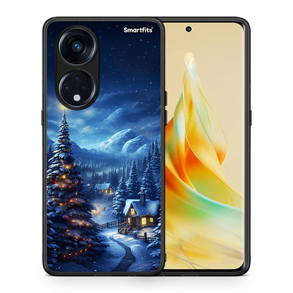 Θήκη Oppo A98 Christmas Scenery από τη Smartfits με σχέδιο στο πίσω μέρος και μαύρο περίβλημα | Oppo A98 Christmas Scenery Case with Colorful Back and Black Bezels