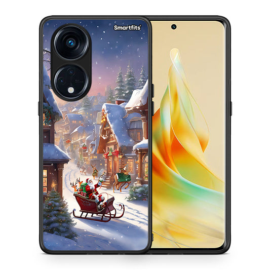 Θήκη Oppo A98 Christmas Snow από τη Smartfits με σχέδιο στο πίσω μέρος και μαύρο περίβλημα | Oppo A98 Christmas Snow Case with Colorful Back and Black Bezels