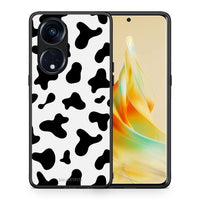 Thumbnail for Θήκη Oppo A98 Cow Print από τη Smartfits με σχέδιο στο πίσω μέρος και μαύρο περίβλημα | Oppo A98 Cow Print Case with Colorful Back and Black Bezels