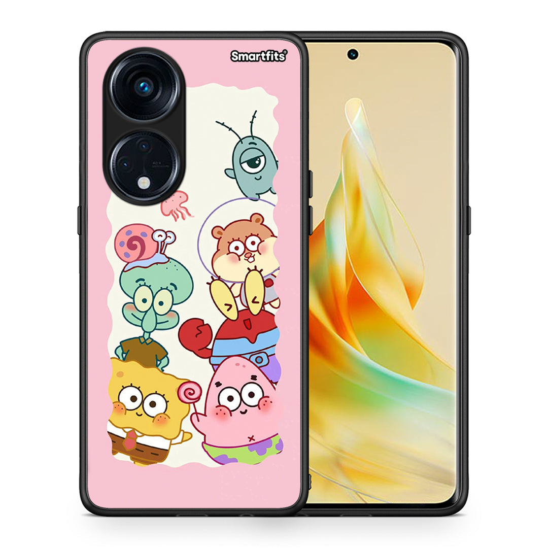 Θήκη Oppo Reno8T 5G / A1 Pro Cute Companion από τη Smartfits με σχέδιο στο πίσω μέρος και μαύρο περίβλημα | Oppo Reno8T 5G / A1 Pro Cute Companion Case with Colorful Back and Black Bezels