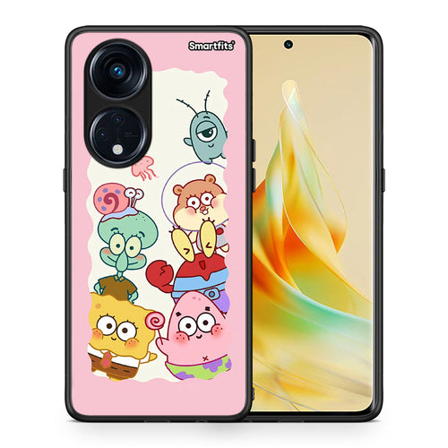 Θήκη Oppo A98 Cute Companion από τη Smartfits με σχέδιο στο πίσω μέρος και μαύρο περίβλημα | Oppo A98 Cute Companion Case with Colorful Back and Black Bezels