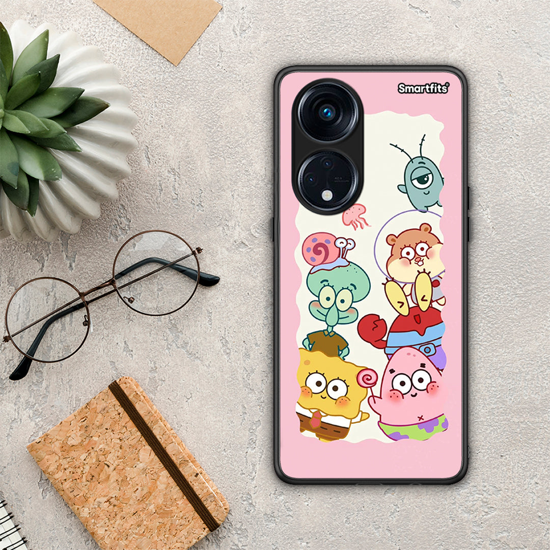 Θήκη Oppo A98 Cute Companion από τη Smartfits με σχέδιο στο πίσω μέρος και μαύρο περίβλημα | Oppo A98 Cute Companion Case with Colorful Back and Black Bezels