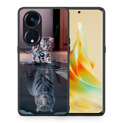 Θήκη Oppo A98 Cute Tiger από τη Smartfits με σχέδιο στο πίσω μέρος και μαύρο περίβλημα | Oppo A98 Cute Tiger Case with Colorful Back and Black Bezels