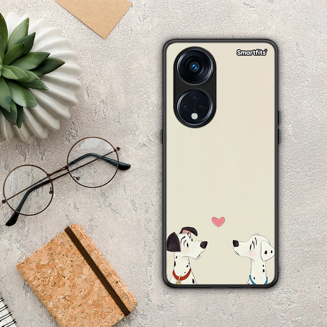 Θήκη Oppo A98 Dalmatians Love από τη Smartfits με σχέδιο στο πίσω μέρος και μαύρο περίβλημα | Oppo A98 Dalmatians Love Case with Colorful Back and Black Bezels