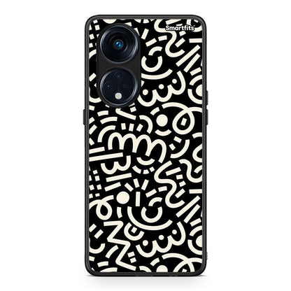 Θήκη Oppo A98 Doodle Art από τη Smartfits με σχέδιο στο πίσω μέρος και μαύρο περίβλημα | Oppo A98 Doodle Art Case with Colorful Back and Black Bezels