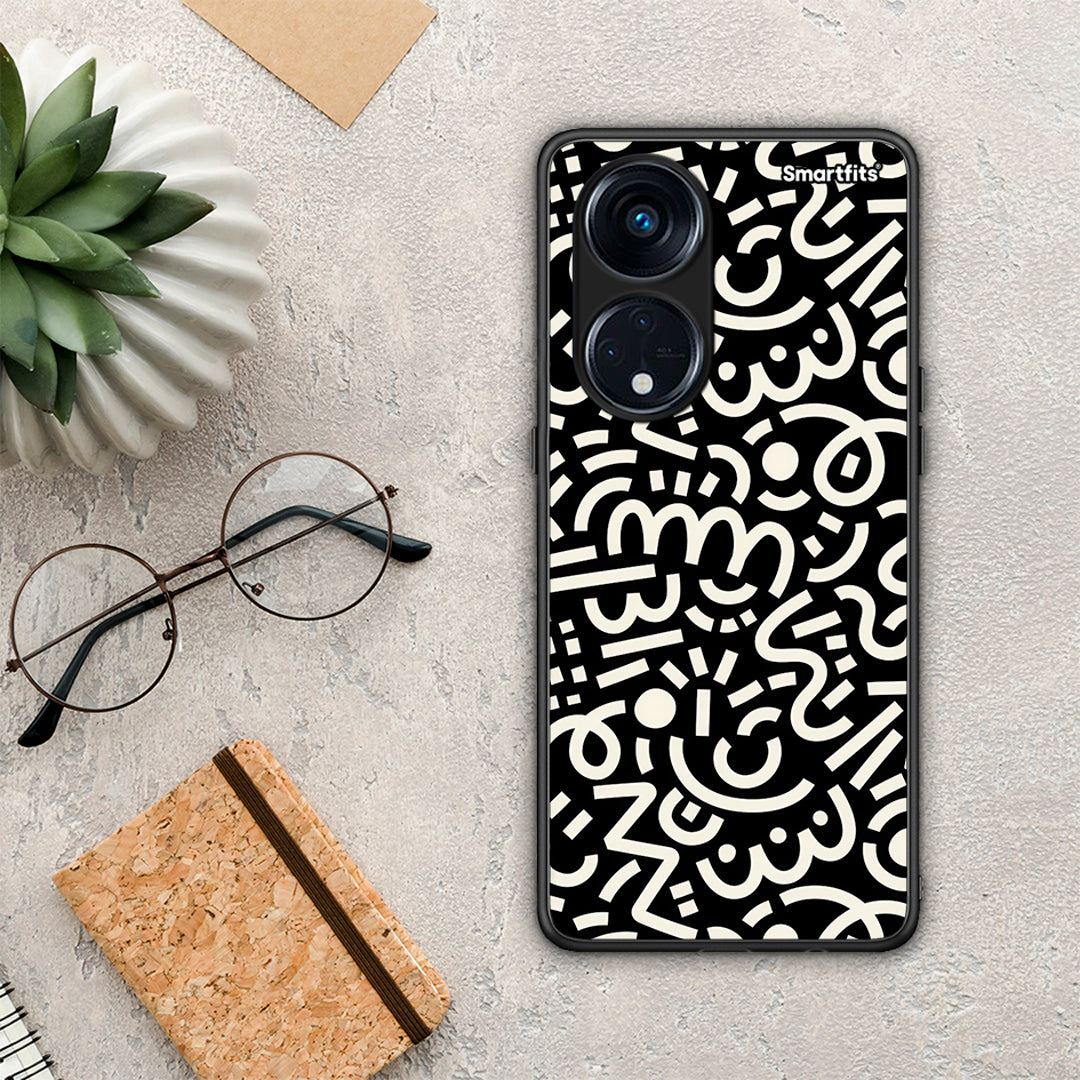 Θήκη Oppo A98 Doodle Art από τη Smartfits με σχέδιο στο πίσω μέρος και μαύρο περίβλημα | Oppo A98 Doodle Art Case with Colorful Back and Black Bezels