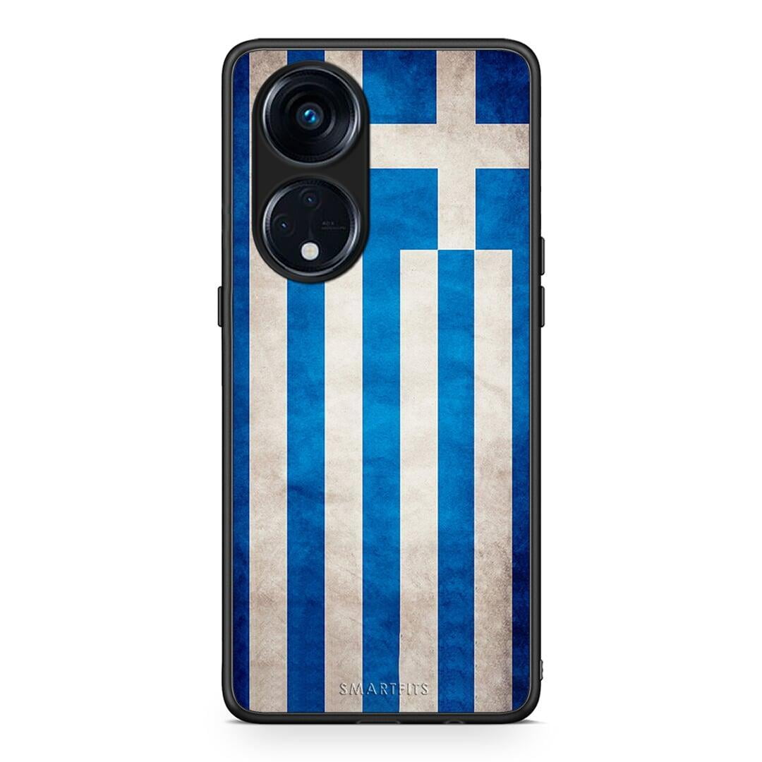 Θήκη Oppo A98 Flag Greek από τη Smartfits με σχέδιο στο πίσω μέρος και μαύρο περίβλημα | Oppo A98 Flag Greek Case with Colorful Back and Black Bezels