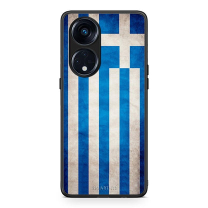 Θήκη Oppo A98 Flag Greek από τη Smartfits με σχέδιο στο πίσω μέρος και μαύρο περίβλημα | Oppo A98 Flag Greek Case with Colorful Back and Black Bezels