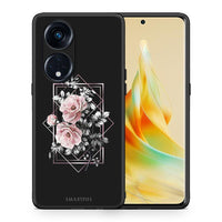 Thumbnail for Θήκη Oppo A98 Flower Frame από τη Smartfits με σχέδιο στο πίσω μέρος και μαύρο περίβλημα | Oppo A98 Flower Frame Case with Colorful Back and Black Bezels