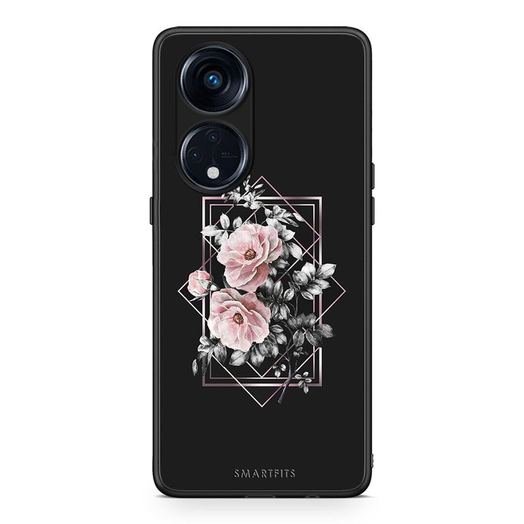 Θήκη Oppo A98 Flower Frame από τη Smartfits με σχέδιο στο πίσω μέρος και μαύρο περίβλημα | Oppo A98 Flower Frame Case with Colorful Back and Black Bezels