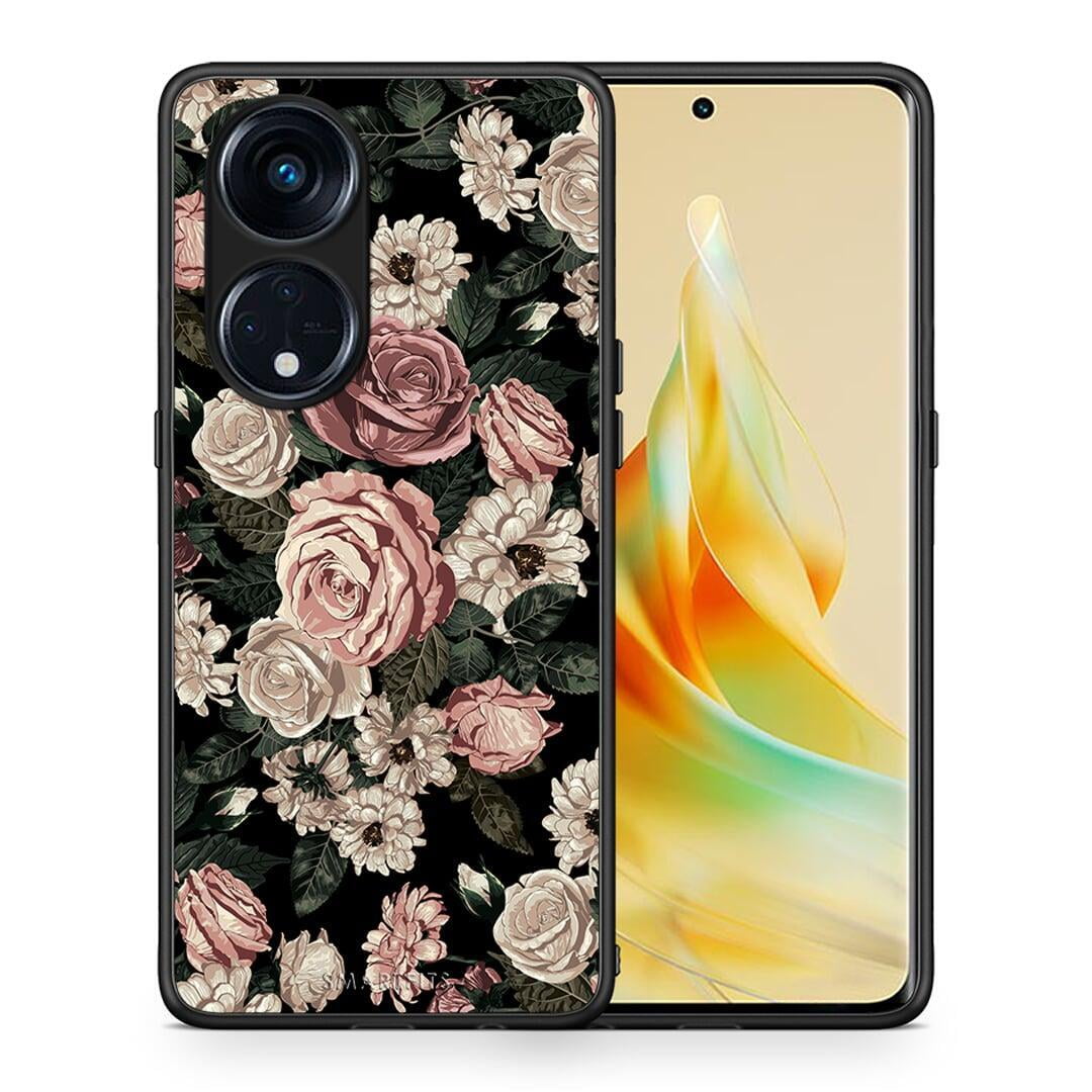 Θήκη Oppo A98 Flower Wild Roses από τη Smartfits με σχέδιο στο πίσω μέρος και μαύρο περίβλημα | Oppo A98 Flower Wild Roses Case with Colorful Back and Black Bezels