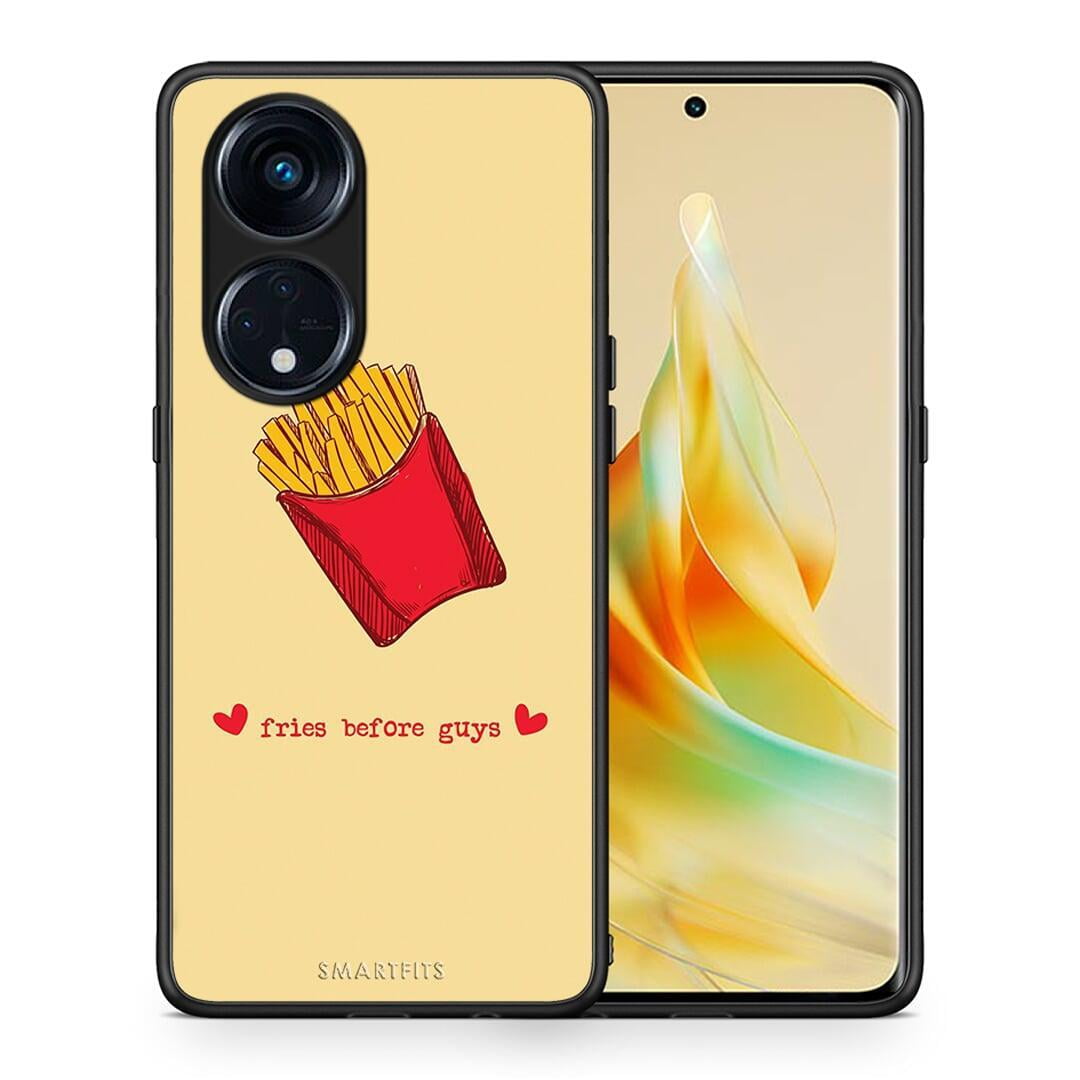 Θήκη Oppo A98 Fries Before Guys από τη Smartfits με σχέδιο στο πίσω μέρος και μαύρο περίβλημα | Oppo A98 Fries Before Guys Case with Colorful Back and Black Bezels