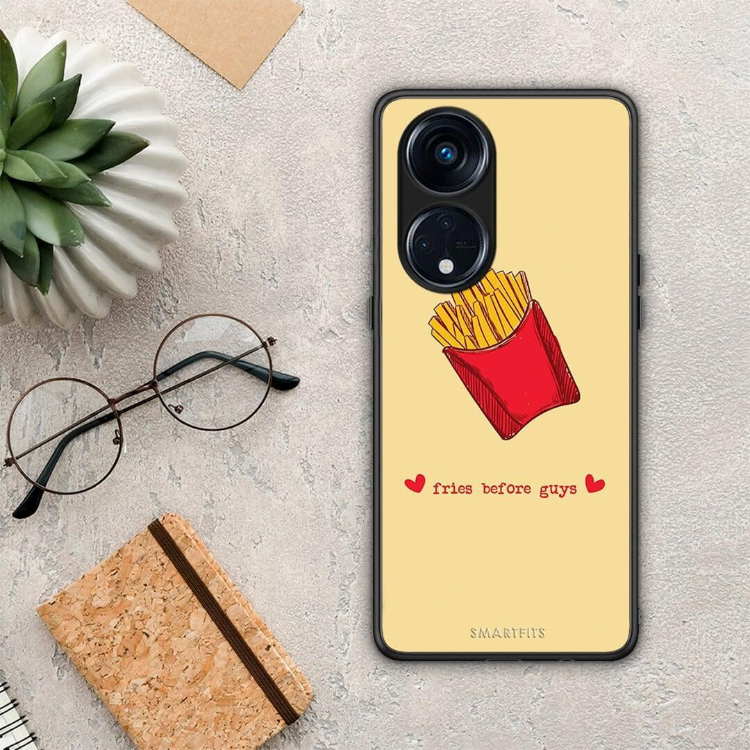 Θήκη Oppo A98 Fries Before Guys από τη Smartfits με σχέδιο στο πίσω μέρος και μαύρο περίβλημα | Oppo A98 Fries Before Guys Case with Colorful Back and Black Bezels