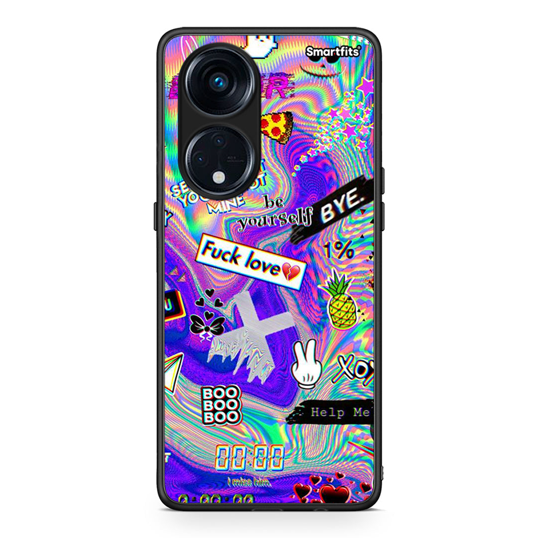 Θήκη Oppo Reno8T 5G / A1 Pro Game Over από τη Smartfits με σχέδιο στο πίσω μέρος και μαύρο περίβλημα | Oppo Reno8T 5G / A1 Pro Game Over Case with Colorful Back and Black Bezels