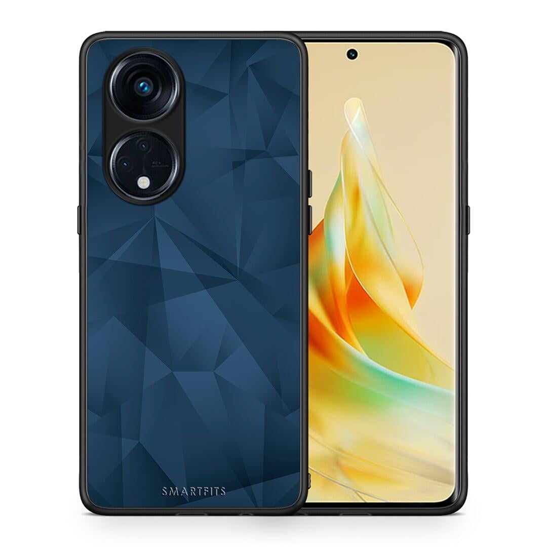 Θήκη Oppo A98 Geometric Blue Abstract από τη Smartfits με σχέδιο στο πίσω μέρος και μαύρο περίβλημα | Oppo A98 Geometric Blue Abstract Case with Colorful Back and Black Bezels