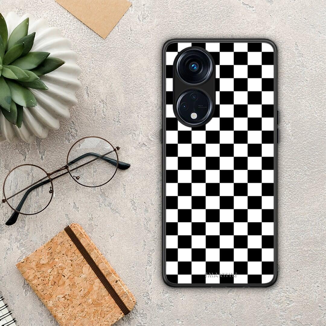 Θήκη Oppo A98 Geometric Squares από τη Smartfits με σχέδιο στο πίσω μέρος και μαύρο περίβλημα | Oppo A98 Geometric Squares Case with Colorful Back and Black Bezels