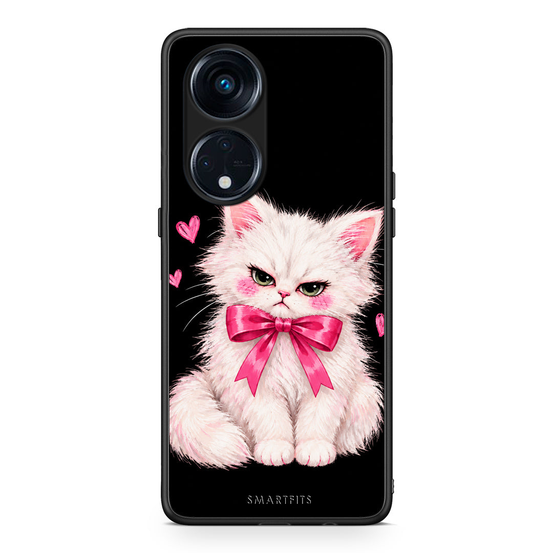 Θήκη Oppo Reno8T 5G / A1 Pro Grumpy Party Kitten on Black από τη Smartfits με σχέδιο στο πίσω μέρος και μαύρο περίβλημα | Oppo Reno8T 5G / A1 Pro Grumpy Party Kitten on Black case with colorful back and black bezels
