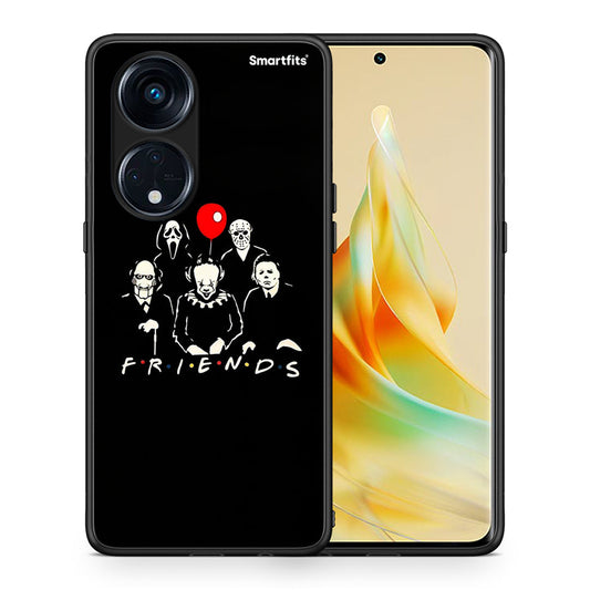 Θήκη Oppo A98 Halloween Friends από τη Smartfits με σχέδιο στο πίσω μέρος και μαύρο περίβλημα | Oppo A98 Halloween Friends Case with Colorful Back and Black Bezels