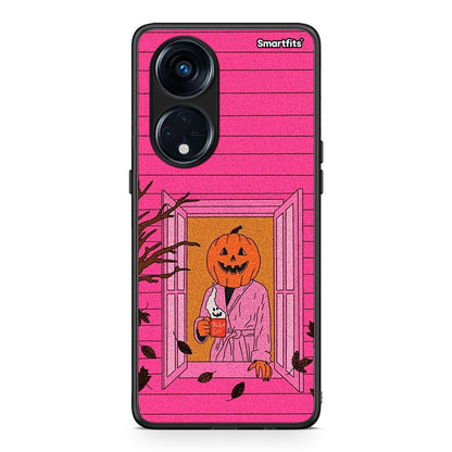 Θήκη Oppo A98 Halloween Pumpkin Lady από τη Smartfits με σχέδιο στο πίσω μέρος και μαύρο περίβλημα | Oppo A98 Halloween Pumpkin Lady Case with Colorful Back and Black Bezels