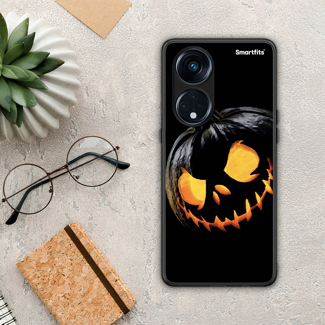 Θήκη Oppo A98 Halloween Scary Pumpkin από τη Smartfits με σχέδιο στο πίσω μέρος και μαύρο περίβλημα | Oppo A98 Halloween Scary Pumpkin Case with Colorful Back and Black Bezels